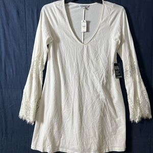 Express Ivory Lace Sleeve Tunic